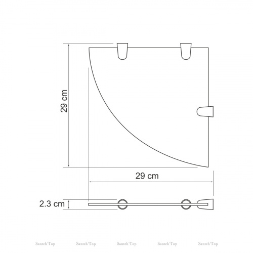 картинка Полка стеклянная WasserKraft K-533GUN METAL / K-533GM угловая, оружейная сталь матовая от магазина Сантехстрой