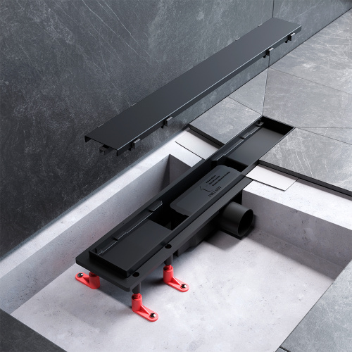 картинка W02SC-U11-050-04BM PrimeFlow Трап для душа линейный универс затвор Tile 50см цвет черн мат от магазина Сантехстрой