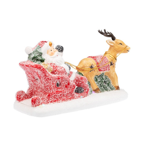 картинка Керамическая фигурка Дед Мороз в санях 30,5х12,2х17,2 см от магазина Сантехстрой