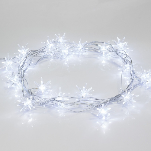 картинка Гирлянда светодиодная Снежинки 20 LED БЕЛЫЕ 2,8 метра от магазина Сантехстрой
