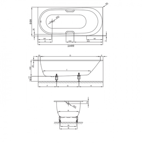 картинка BETTE Comodo Ванна 180х80х45 с шумоизоляцией, с покрытиями BetteGlasur ® Plus , белая от магазина Сантехстрой