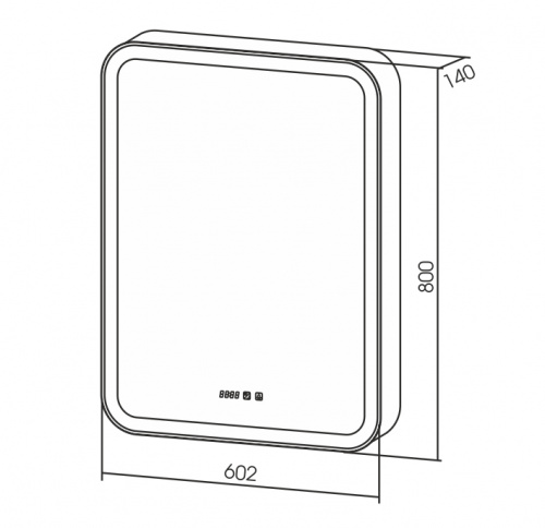 картинка Зеркало-шкаф AZARIOФиджи 60 602х800х140 c подсветкой и диммером + часы (LED-00002363) от магазина Сантехстрой