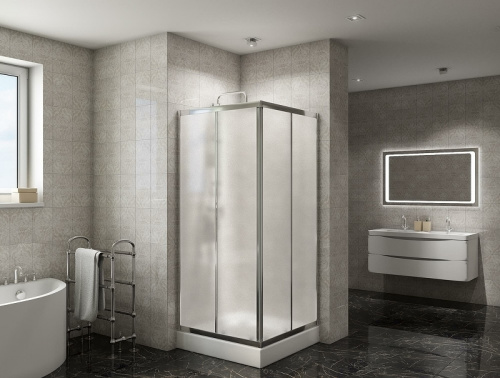 картинка Душевой уголок BelBagno Due 90х90 DUE-A-2-90-P-Cr профиль Хром стекло рифленое от магазина Сантехстрой