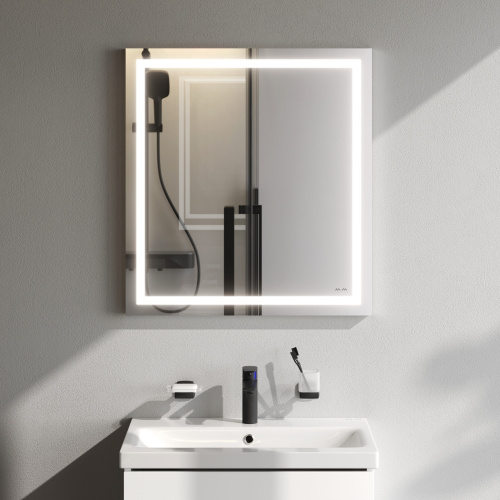 картинка M91AMOX0651WG Универсальное зеркало настенное с контурной LED-подсветкой, 65 см от магазина Сантехстрой