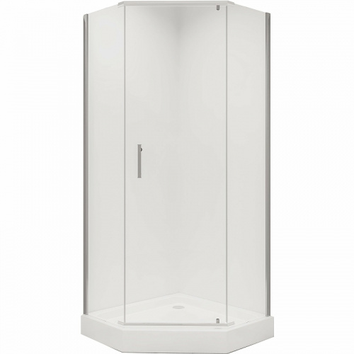картинка Душевое ограждение Niagara Nova NG-6634-08 (100х100х195) трапеция,хром,дверь распашная,стекло прозрачное,1 место от магазина Сантехстрой