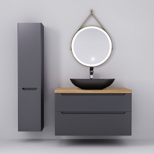 картинка Зеркало Jorno Wood 50 Wood.02.50/ТК с подсветкой с бесконтактным выключателем от магазина Сантехстрой