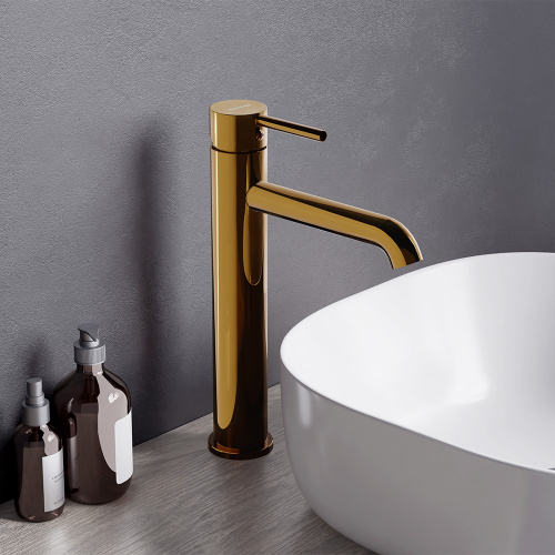 картинка 360250600 Scandinavian Pure, смеситель для раковины высокий, золото от магазина Сантехстрой