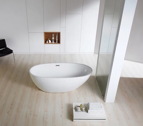 картинка Ванна акриловая Azario LEEDS 1685х840х580, свободностоящая, в комплекте с сифоном и металлической рамой (LEE17085) от магазина Сантехстрой