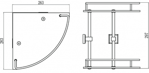 картинка Полка угловая двойная (стеклянная) Savol 95 (S-095322) от магазина Сантехстрой