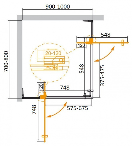 картинка Душевой уголок CEZARES SLIDER-AH-2-70/80-90/100-C-NERO от магазина Сантехстрой