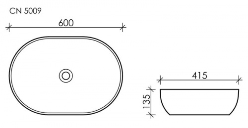 картинка CN5009 Умывальник чаша накладная овальная  Element 600*415*135мм от магазина Сантехстрой