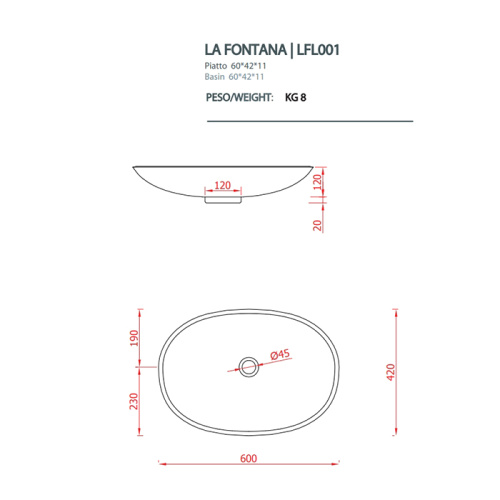 картинка Artceram LA FONTANA Раковина накладная 60х42 см, без отв под смеситель, цвет белый от магазина Сантехстрой