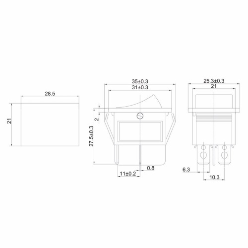 картинка Выключатель клавишный 250V 16А (4с) ON-OFF зеленый с подсветкой (RWB-502, SC-767, IRS-201-1) REXANT от магазина Сантехстрой
