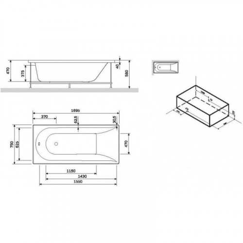 картинка W72A-170-075W-R2 Каркас для ванны Spirit 170х75 от магазина Сантехстрой