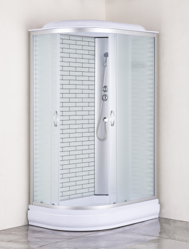 картинка Душевая кабина Loranto 120х80х215 поддон 20 см, белый кирпичный узор, стекло 4 мм, профиль хром (CS-66120-20R FW 120) от магазина Сантехстрой