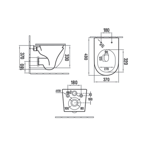 картинка Унитаз подвесной Globo VT1-14SMA безободковый, ультратонкое сиденье soft-close, антрацит матовый от магазина Сантехстрой