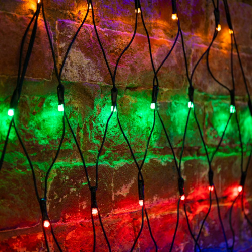 картинка Гирлянда Сеть 2х2х1.5м,  свечение с динамикой,  черный ПВХ,  136 LED,  230 В,  цвет: Мультиколор от магазина Сантехстрой
