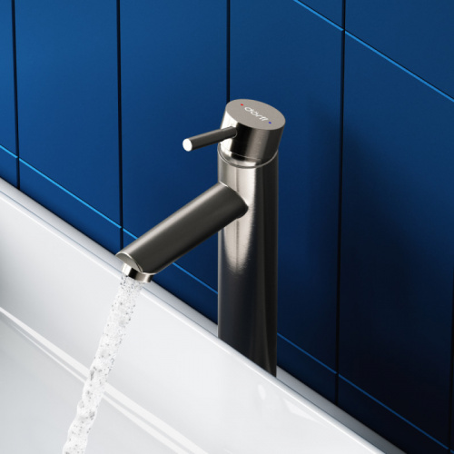 картинка D3002102SS Logic new  смеситель для умывальника из нержавеющей стали Высокий от магазина Сантехстрой