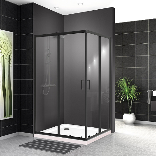 картинка Душевой уголок BelBagno Uno 120х100 UNO-195-AH-2-120/100-C-NERO профиль Черный матовый стекло прозрачное от магазина Сантехстрой