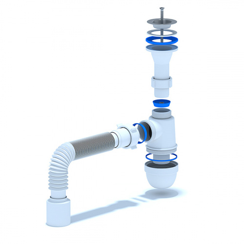 картинка Сифон для раковины Ани Пласт 1 1/4"*40 с литым выпуском, с гибкой трубой 40*50 (C2010) от магазина Сантехстрой