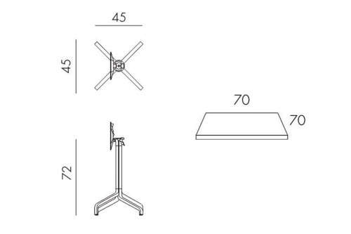 картинка NARDI, Италия Стол складной квадратный Frasca Mini 70*70, белый (база + столешница) от магазина Сантехстрой