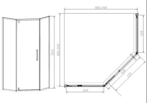 картинка Душевой уголок Slim-N VSP-4SN100CLGM, 1000*1000, вороненая сталь, стекло прозрачное от магазина Сантехстрой