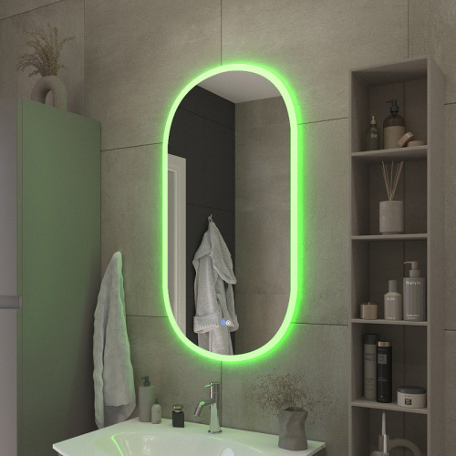 картинка Зеркало Cezares Ellisse 50 CZR-SPC-ELS-500-950-RGB-TCH с подсветкой с сенсорным выключателем и функцией памяти от магазина Сантехстрой