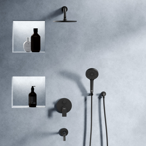 картинка 947510300 Apollo встраиваемая душевая система с ванно-душевым смесителем и изливом, чёрный от магазина Сантехстрой