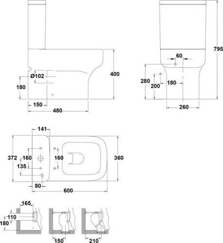 картинка Унитаз напольный Gala Mid 40161 (чаша) ободковый от магазина Сантехстрой