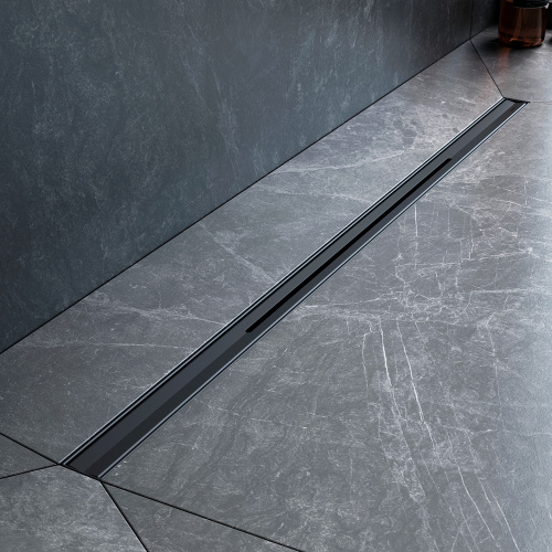 картинка W01SC-S11-080-05BM MasterFlow Трап для душа линейный универс затвор Slim line 80см цвет черн мат от магазина Сантехстрой