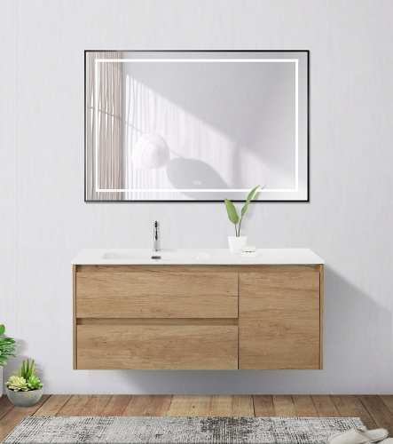 картинка Зеркало BelBagno Kraft 120 SPC-KRAFT-1200-800-LED-TCH-WARM-NERO с подсветкой Черное с сенсорным выключателем и подогревом от магазина Сантехстрой