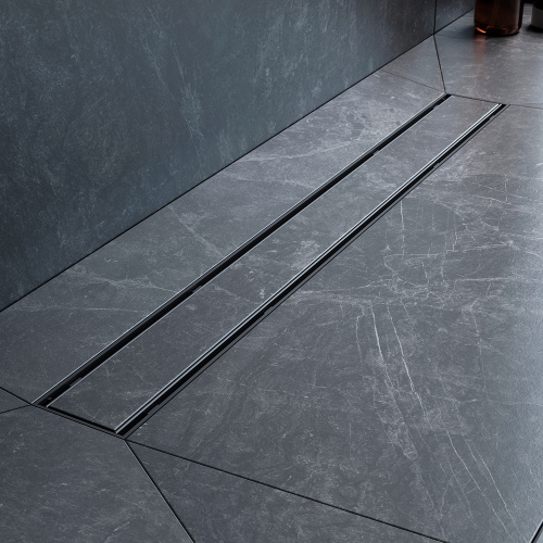 картинка W02SC-U11-070-04BM PrimeFlow Трап для душа линейный универс затвор Tile 70см цвет черн мат от магазина Сантехстрой