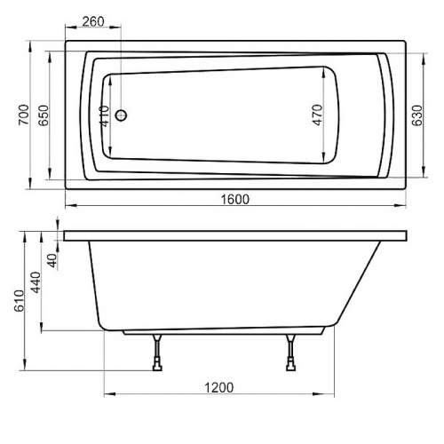 картинка Акриловая ванна Ravak Domino ‎Plus 160x70 C621R00000 без гидромассажа от магазина Сантехстрой