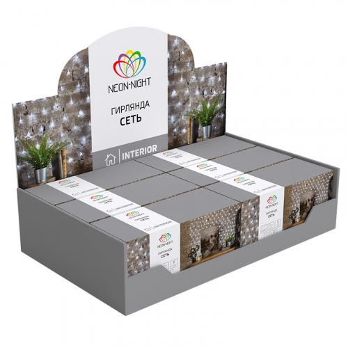 картинка Гирлянда Сеть 1,5х1,5м,  прозрачный ПВХ,  150 LED Мультиколор от магазина Сантехстрой