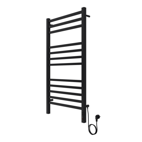 картинка Полотенцесушитель электрический AZARIO ANCONA 500/1000 квадрат, 12 секций, диммер справа, черный (AZ71850B) от магазина Сантехстрой