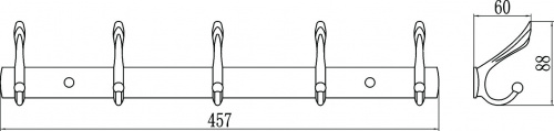 картинка Планка с крючками (5 крючков) Savol (S-06205B) от магазина Сантехстрой