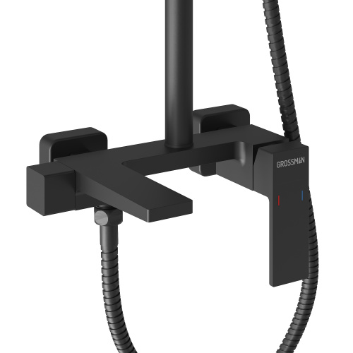 картинка Душевая стойка Style 500.K35.05.210 с верхним душем, ручной лейкой и смесителем, черный матовый от магазина Сантехстрой