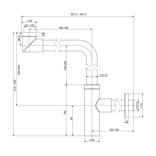 картинка Металлический сифон для раковины 2040322 ALPEN (матовый белый) от магазина Сантехстрой