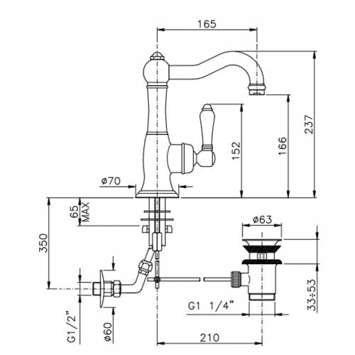 картинка Nicolazzi El Capitan Смеситель для раковины однорычажный, с донным клапаном, цвет: хром от магазина Сантехстрой