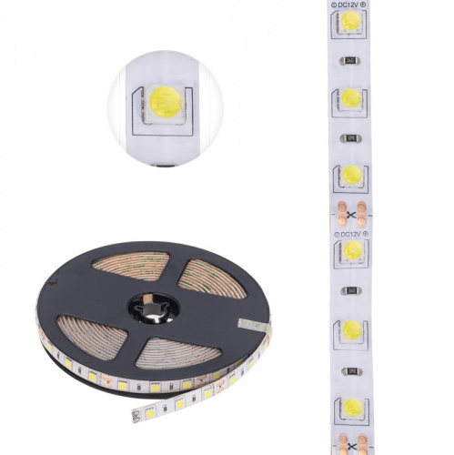 картинка Лента светодиодная 12В,  SMD5050, 14,4Вт/м,  60 LED/м,  6500К,  10мм,  5м,  для БП с клеммами,  IP65 LAMPER от магазина Сантехстрой