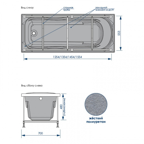 картинка Ванна акриловая Loranto ALBERTO 1700х700 от магазина Сантехстрой