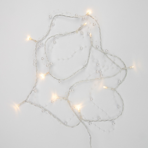 картинка Гирлянда светодиодная Жемчужинки 1,5 м,  10 LED,  прозрачный ПВХ,  цвет свечения теплый белый,  2 х АА (батарейки не в комплекте) NEON-NIGHT от магазина Сантехстрой