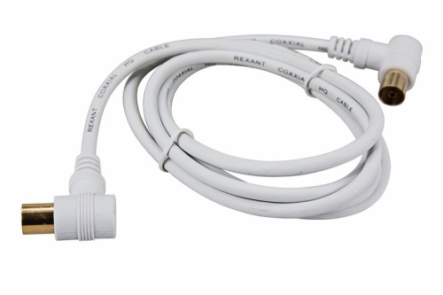 картинка Шнур ТВ гнездо - ТВ штекер,  угловой,  длина 5 метров,  белый REXANT от магазина Сантехстрой