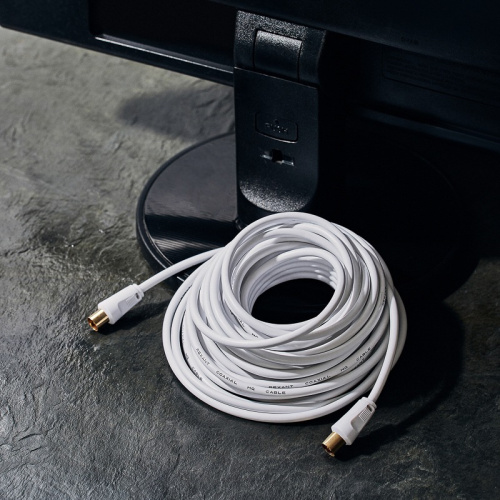 картинка Шнур ТВ гнездо - ТВ штекер,  длина 10 метров,  белый REXANT от магазина Сантехстрой