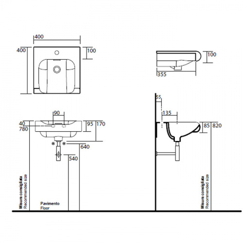 картинка KERASAN Inka Project Раковина INKA 40x40x35,5 с 1 отв под смеситель,цвет белый от магазина Сантехстрой