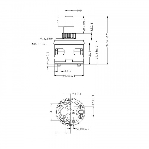 картинка Картридж 33мм Savol для переключателя душа (S-FX08) от магазина Сантехстрой