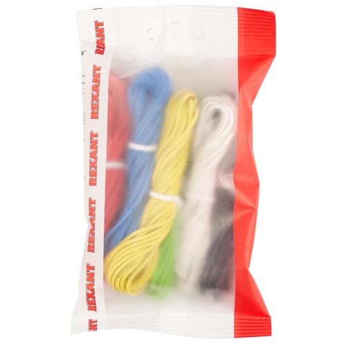 картинка Набор автопровода REXANT «Радуга» 1х0,50 мм,  6 цветов (белый,  желтый,  зеленый,  красный,  синий,  черный) по 3 метра от магазина Сантехстрой