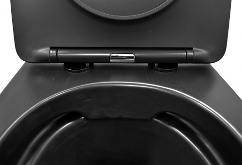 картинка Унитаз подвесной Azario Gloria 480х370х360 безободковый, с сиденьем микролифт, чёрный матовый (AZ-2003MB) от магазина Сантехстрой