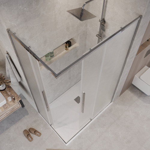 картинка Душевое ограждение Grossman Galaxy 300.K33.01.9080.10.02 (90х80х195) прямоугольник,раздвижная,хром,стекло шиншилла, 1 место от магазина Сантехстрой