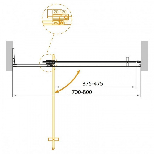 картинка Душевая дверь Cezares Slider 80 SLIDER-B-1-70/80-GRIGIO-BORO профиль Брашированное золото стекло серое от магазина Сантехстрой